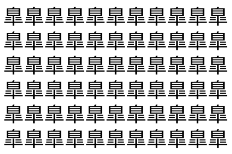 【脳トレ】「臯」の中に紛れて1つ違う文字がある！？あなたは何秒で探し出せるかな？？【違う文字を探せ！】