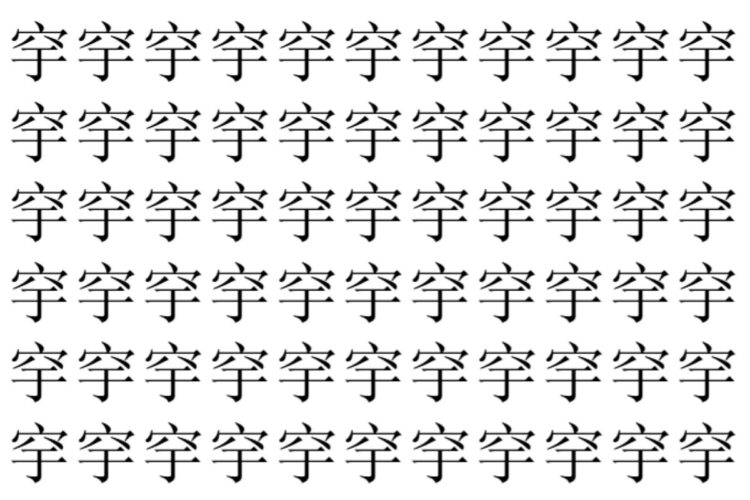 【脳トレ】「穻」の中に紛れて1つ違う文字がある！？あなたは何秒で探し出せるかな？？【違う文字を探せ！】