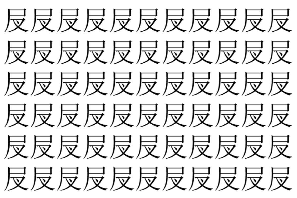 【脳トレ】「𡰫」の中に紛れて1つ違う文字がある!?あなたは何秒で探し出せるかな??【違う文字を探せ!】
