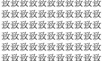 【脳トレ】「致」の中に紛れて1つ違う文字がある！？あなたは何秒で探し出せるかな？？【違う文字を探せ！】