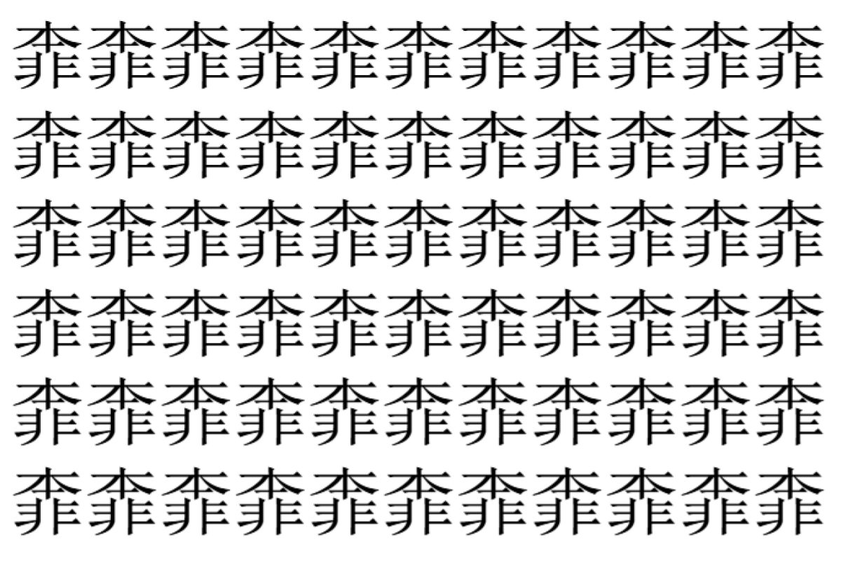 【脳トレ】「𩇶」の中に紛れて1つ違う文字がある！？あなたは何秒で探し出せるかな？？【違う文字を探せ！】