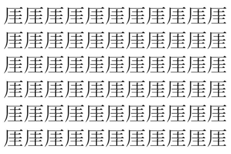 【脳トレ】「厓」の中に紛れて1つ違う文字がある！？あなたは何秒で探し出せるかな？？【違う文字を探せ！】