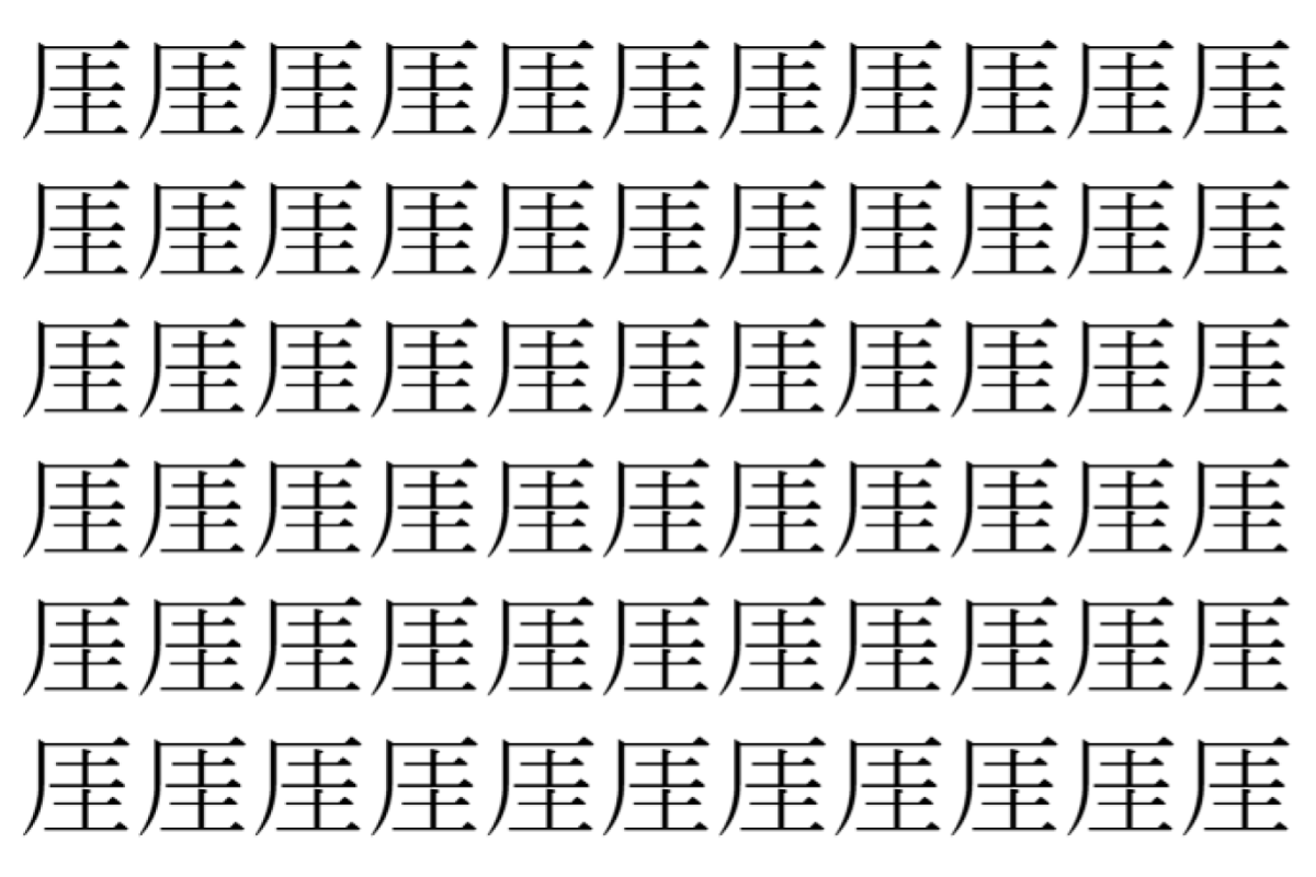 【脳トレ】「厓」の中に紛れて1つ違う文字がある！？あなたは何秒で探し出せるかな？？【違う文字を探せ！】