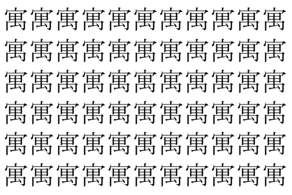 【脳トレ】「寓」の中に紛れて1つ違う文字がある！？あなたは何秒で探し出せるかな？？【違う文字を探せ！】