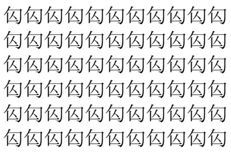 【脳トレ】「匃」の中に紛れて1つ違う文字がある！？あなたは何秒で探し出せるかな？？【違う文字を探せ！】