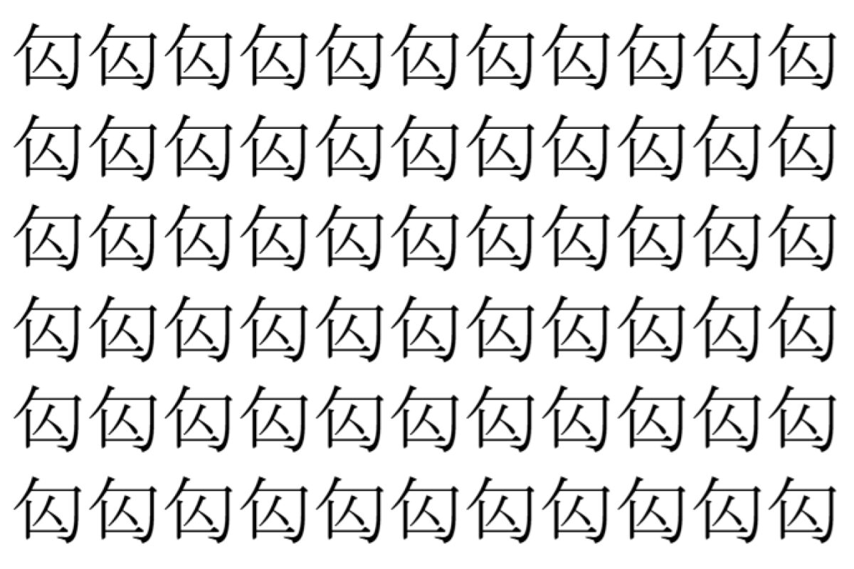 【脳トレ】「匃」の中に紛れて1つ違う文字がある!?あなたは何秒で探し出せるかな??【違う文字を探せ!】