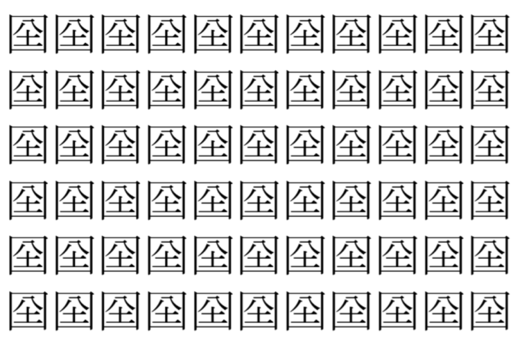 【脳トレ】「囶」の中に紛れて1つ違う文字がある！？あなたは何秒で探し出せるかな？？【違う文字を探せ！】