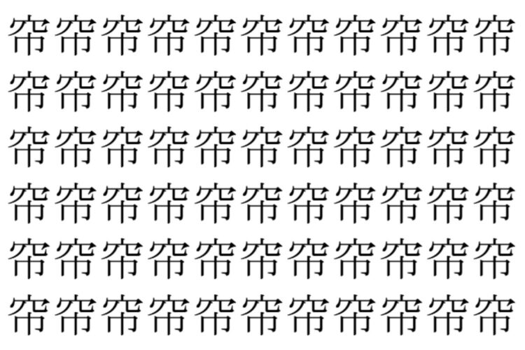 【脳トレ】「帘」の中に紛れて1つ違う文字がある！？あなたは何秒で探し出せるかな？？【違う文字を探せ！】