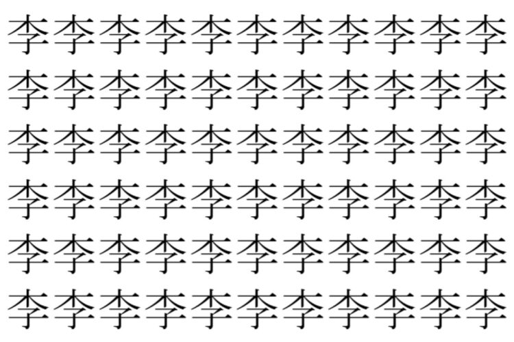 【脳トレ】「李」の中に紛れて1つ違う文字がある！？あなたは何秒で探し出せるかな？？【違う文字を探せ！】