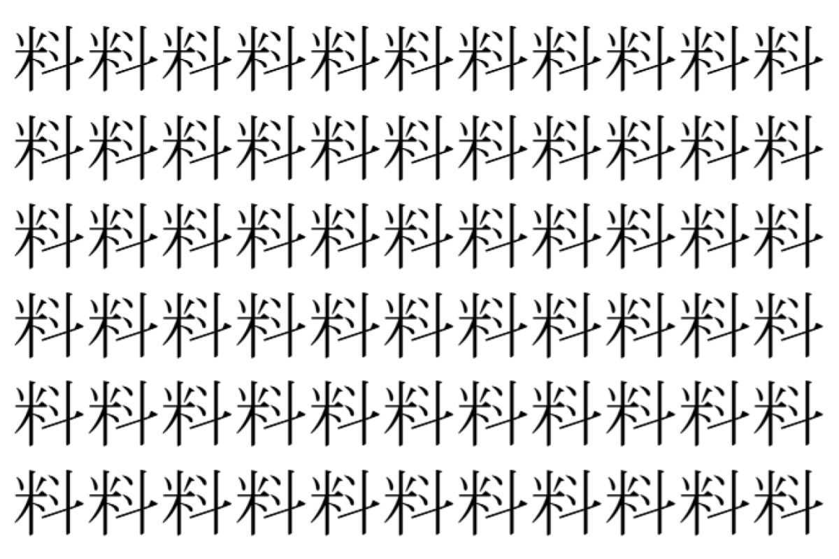 【脳トレ】「料」の中に紛れて1つ違う文字がある!?あなたは何秒で探し出せるかな??【違う文字を探せ!】