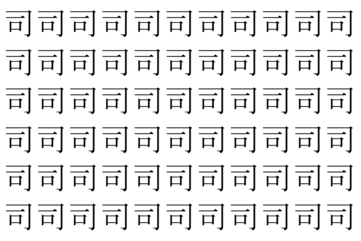 【脳トレ】「司」の中に紛れて1つ違う文字がある!?あなたは何秒で探し出せるかな??【違う文字を探せ!】