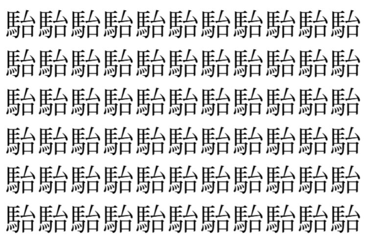 【脳トレ】「駘」の中に紛れて1つ違う文字がある！？あなたは何秒で探し出せるかな？？【違う文字を探せ！】