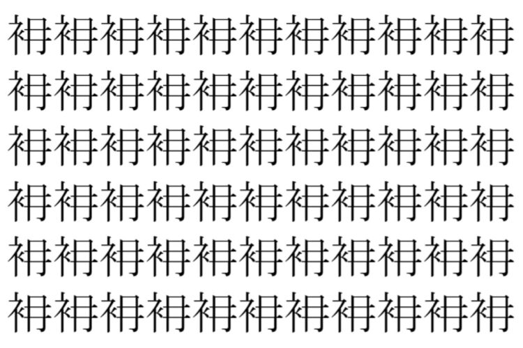 【脳トレ】「衻」の中に紛れて1つ違う文字がある！？あなたは何秒で探し出せるかな？？【違う文字を探せ！】