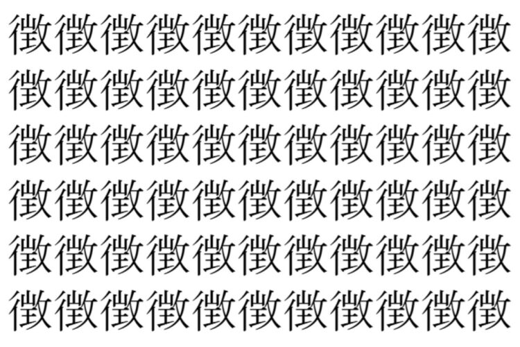 【脳トレ】「徴」の中に紛れて1つ違う文字がある！？あなたは何秒で探し出せるかな？？【違う文字を探せ！】
