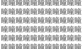 【脳トレ】「瞳」の中に紛れて1つ違う文字がある！？あなたは何秒で探し出せるかな？？【違う文字を探せ！】