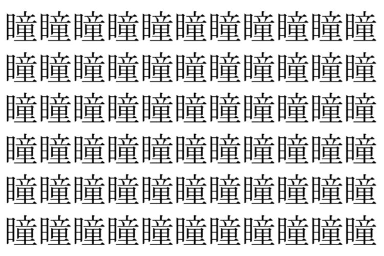 【脳トレ】「瞳」の中に紛れて1つ違う文字がある！？あなたは何秒で探し出せるかな？？【違う文字を探せ！】