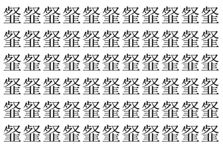 【脳トレ】「韰」の中に紛れて1つ違う文字がある！？あなたは何秒で探し出せるかな？？【違う文字を探せ！】