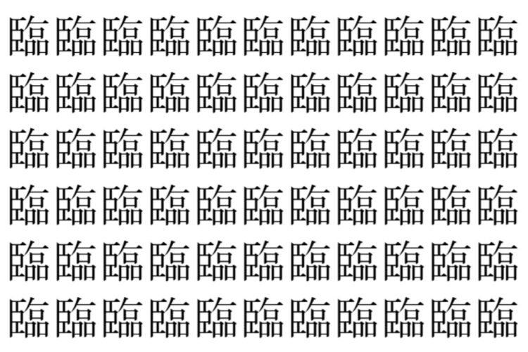 【脳トレ】「臨」の中に紛れて1つ違う文字がある！？あなたは何秒で探し出せるかな？？【違う文字を探せ！】