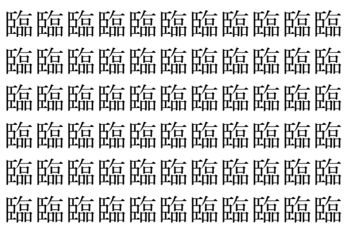 【脳トレ】「臨」の中に紛れて1つ違う文字がある！？あなたは何秒で探し出せるかな？？【違う文字を探せ！】