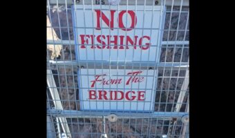 「釣り禁止！」の注意書きにツッコむ撮影者。この橋から釣りをするなんて絶対無理！？【アメリカ・動画】