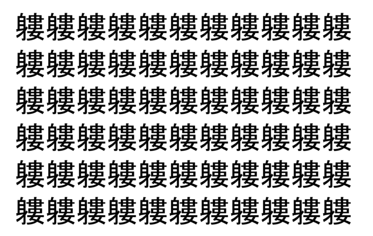 【脳トレ】「軁」の中に紛れて1つ違う文字がある！？あなたは何秒で探し出せるかな？？【違う文字を探せ！】