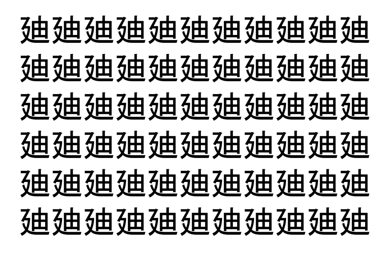 【脳トレ】「廸」の中に紛れて1つ違う文字がある！？あなたは何秒で探し出せるかな？？【違う文字を探せ！】