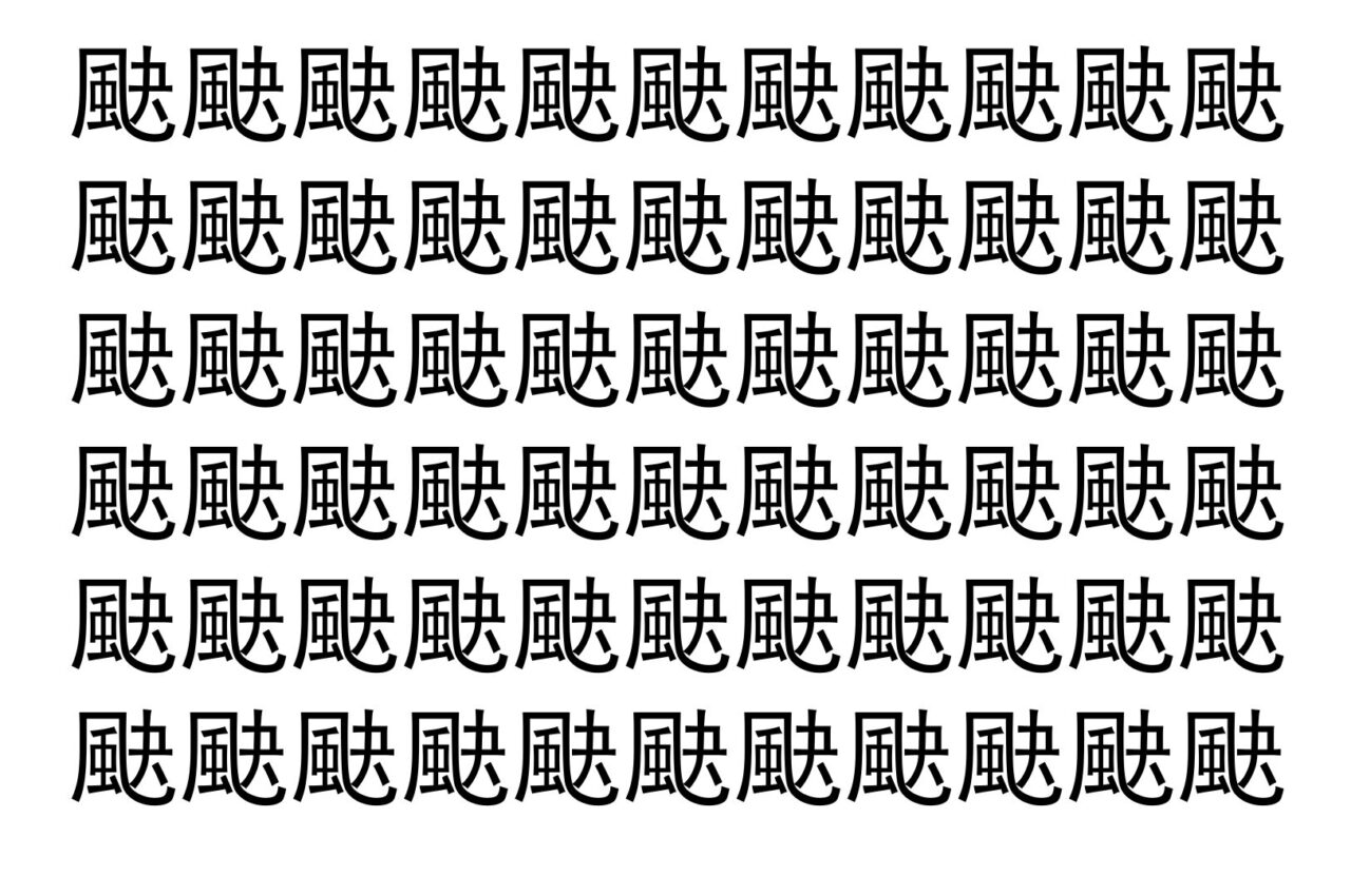 【脳トレ】「䫼」の中に紛れて1つ違う文字がある！？あなたは何秒で探し出せるかな？？【違う文字を探せ！】