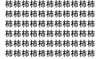 【脳トレ】「柿」の中に紛れて1つ違う文字がある！？あなたは何秒で探し出せるかな？？【違う文字を探せ！】