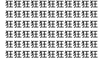 【脳トレ】「狂」の中に紛れて1つ違う文字がある！？あなたは何秒で探し出せるかな？？【違う文字を探せ！】