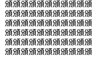 【脳トレ】「頒」の中に紛れて1つ違う文字がある！？あなたは何秒で探し出せるかな？？【違う文字を探せ！】