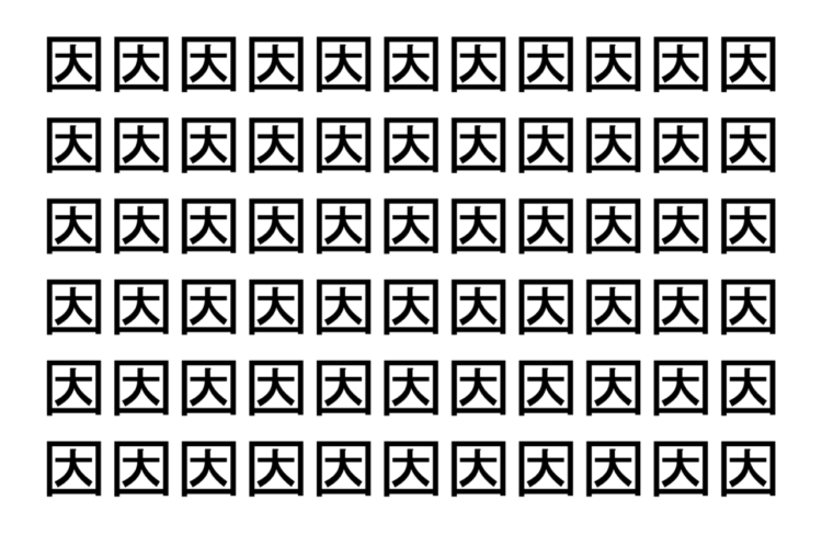 【脳トレ】「因」の中に紛れて1つ違う文字がある！？あなたは何秒で探し出せるかな？？【違う文字を探せ！】