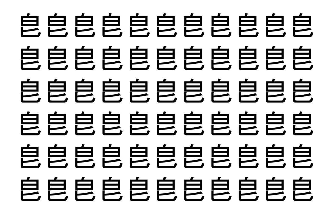 【脳トレ】「皀」の中に紛れて1つ違う文字がある！？あなたは何秒で探し出せるかな？？【違う文字を探せ！】