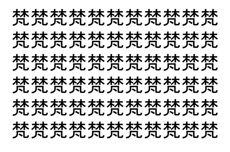 【脳トレ】「梵」の中に紛れて1つ違う文字がある！？あなたは何秒で探し出せるかな？？【違う文字を探せ！】