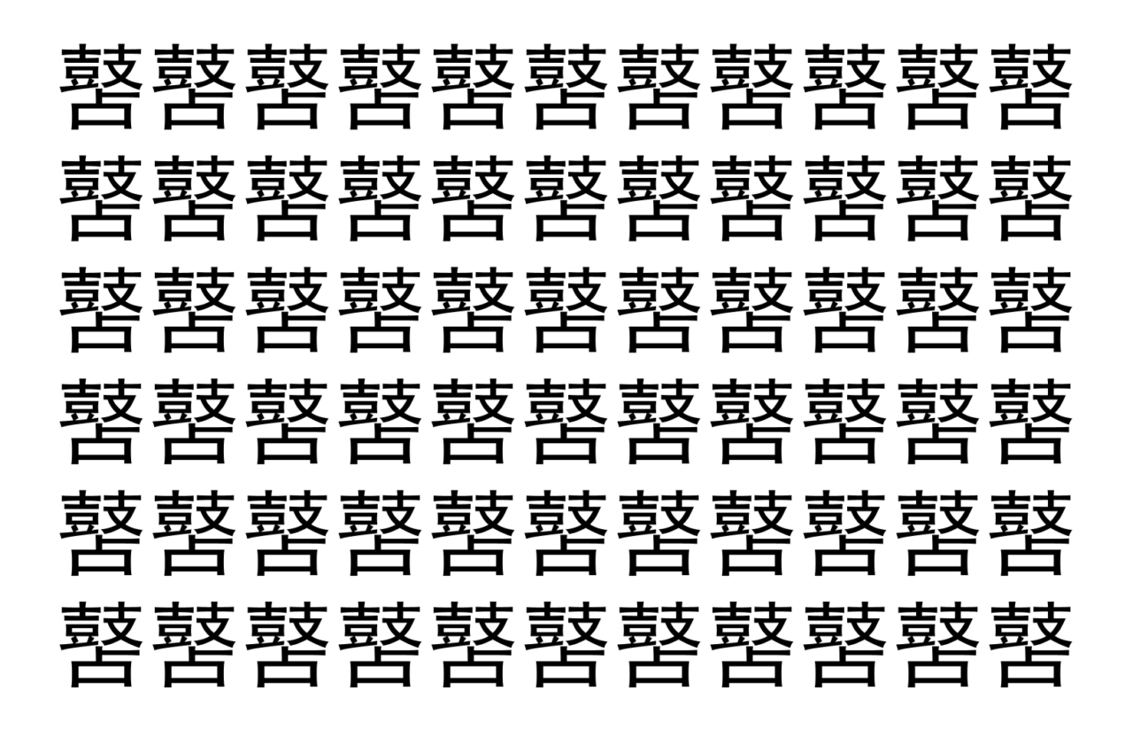 【脳トレ】「䵿」の中に紛れて1つ違う文字がある！？あなたは何秒で探し出せるかな？？【違う文字を探せ！】