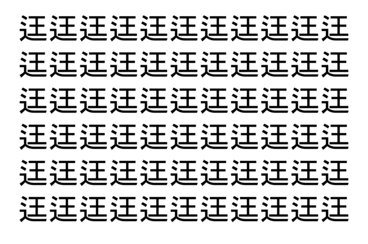 【脳トレ】「迋」の中に紛れて1つ違う文字がある！？あなたは何秒で探し出せるかな？？【違う文字を探せ！】