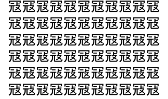 【脳トレ】「冦」の中に紛れて1つ違う文字がある！？あなたは何秒で探し出せるかな？？【違う文字を探せ！】