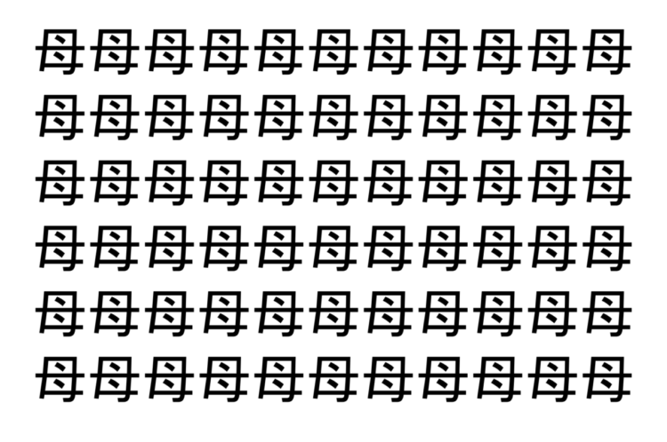 【脳トレ】「母」の中に紛れて1つ違う文字がある！？あなたは何秒で探し出せるかな？？【違う文字を探せ！】