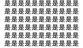 【脳トレ】「是」の中に紛れて1つ違う文字がある！？あなたは何秒で探し出せるかな？？【違う文字を探せ！】