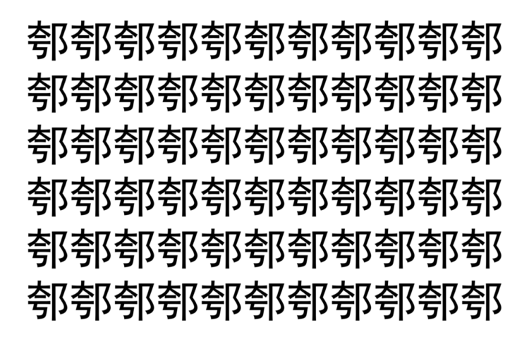 【脳トレ】「郀」の中に紛れて1つ違う文字がある！？あなたは何秒で探し出せるかな？？【違う文字を探せ！】