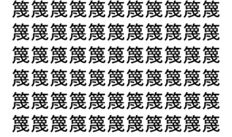 【脳トレ】「篾」の中に紛れて1つ違う文字がある！？あなたは何秒で探し出せるかな？？【違う文字を探せ！】