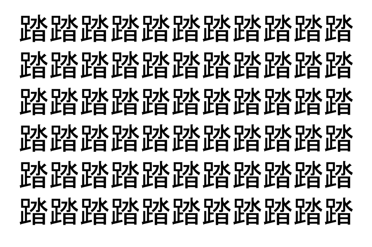 【脳トレ】「踏」の中に紛れて1つ違う文字がある！？あなたは何秒で探し出せるかな？？【違う文字を探せ！】
