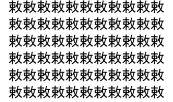 【脳トレ】「敕」の中に紛れて1つ違う文字がある！？あなたは何秒で探し出せるかな？？【違う文字を探せ！】