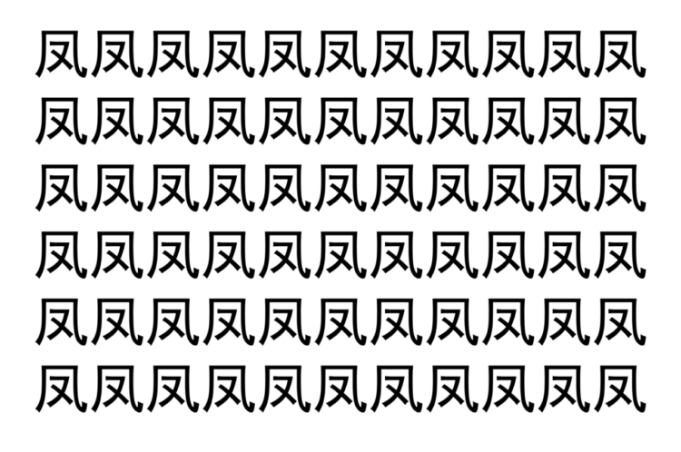 【脳トレ】「凤」の中に紛れて1つ違う文字がある！？あなたは何秒で探し出せるかな？？【違う文字を探せ！】