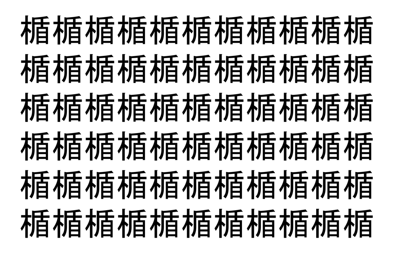 【脳トレ】「楯」の中に紛れて1つ違う文字がある！？あなたは何秒で探し出せるかな？？【違う文字を探せ！】