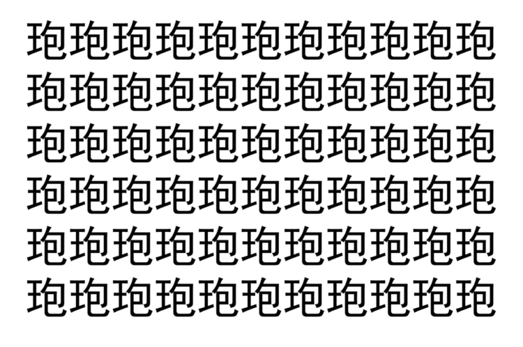 【脳トレ】「玸」の中に紛れて1つ違う文字がある！？あなたは何秒で探し出せるかな？？【違う文字を探せ！】