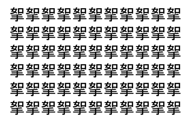 【脳トレ】「挐」の中に紛れて1つ違う文字がある！？あなたは何秒で探し出せるかな？？【違う文字を探せ！】