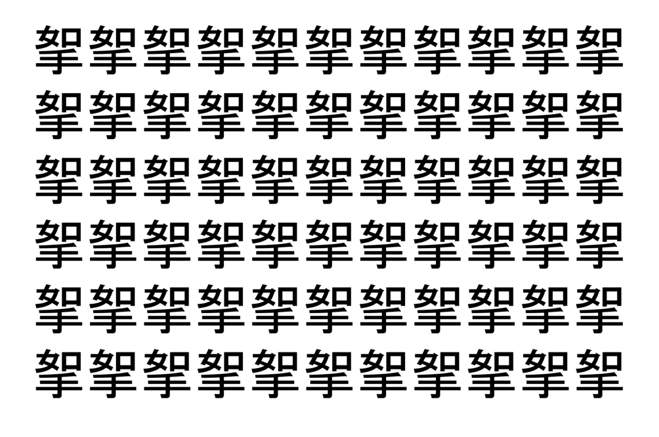 【脳トレ】「挐」の中に紛れて1つ違う文字がある！？あなたは何秒で探し出せるかな？？【違う文字を探せ！】