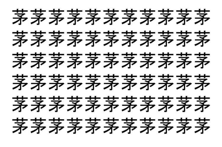 【脳トレ】「茅」の中に紛れて1つ違う文字がある！？あなたは何秒で探し出せるかな？？【違う文字を探せ！】