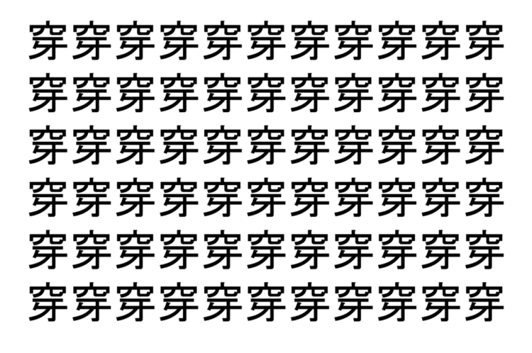 【脳トレ】「穿」の中に紛れて1つ違う文字がある！？あなたは何秒で探し出せるかな？？【違う文字を探せ！】