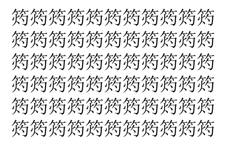 【脳トレ】「𥭓」の中に紛れて1つ違う文字がある！？あなたは何秒で探し出せるかな？？【違う文字を探せ！】